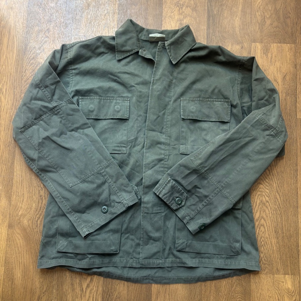 Vintage Y2K Mens Military Surplus Army Green Cotton Tactical Field Shirt